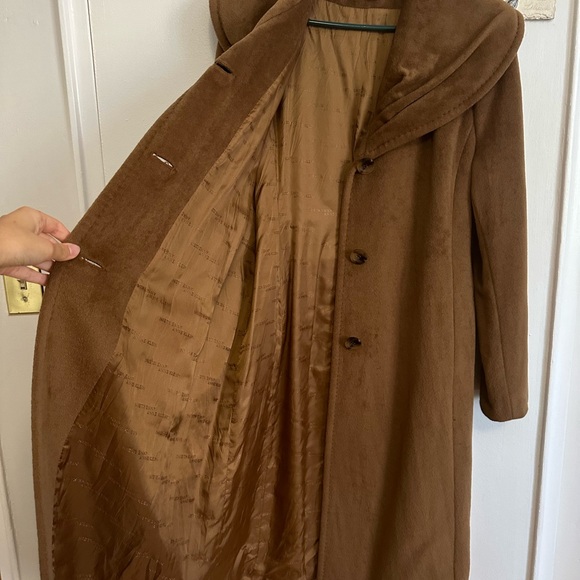 Vintage Anne Klein Belted Brown Wool Trench Coat/OverCoat Size Medium - Picture 11 of 17